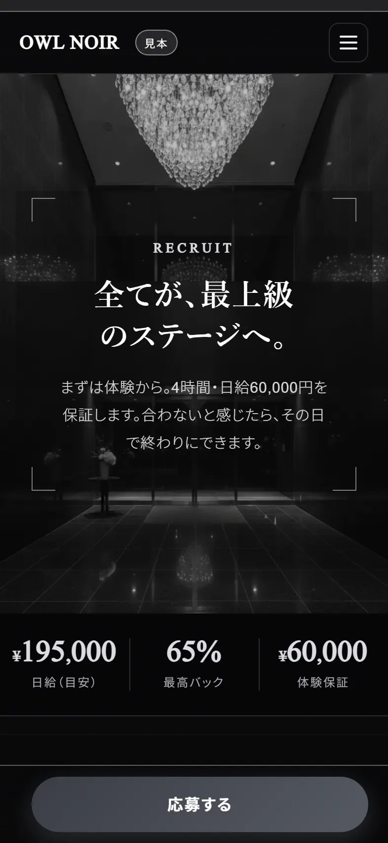 OWL NOIR の求人ページ(スマホ実画面)